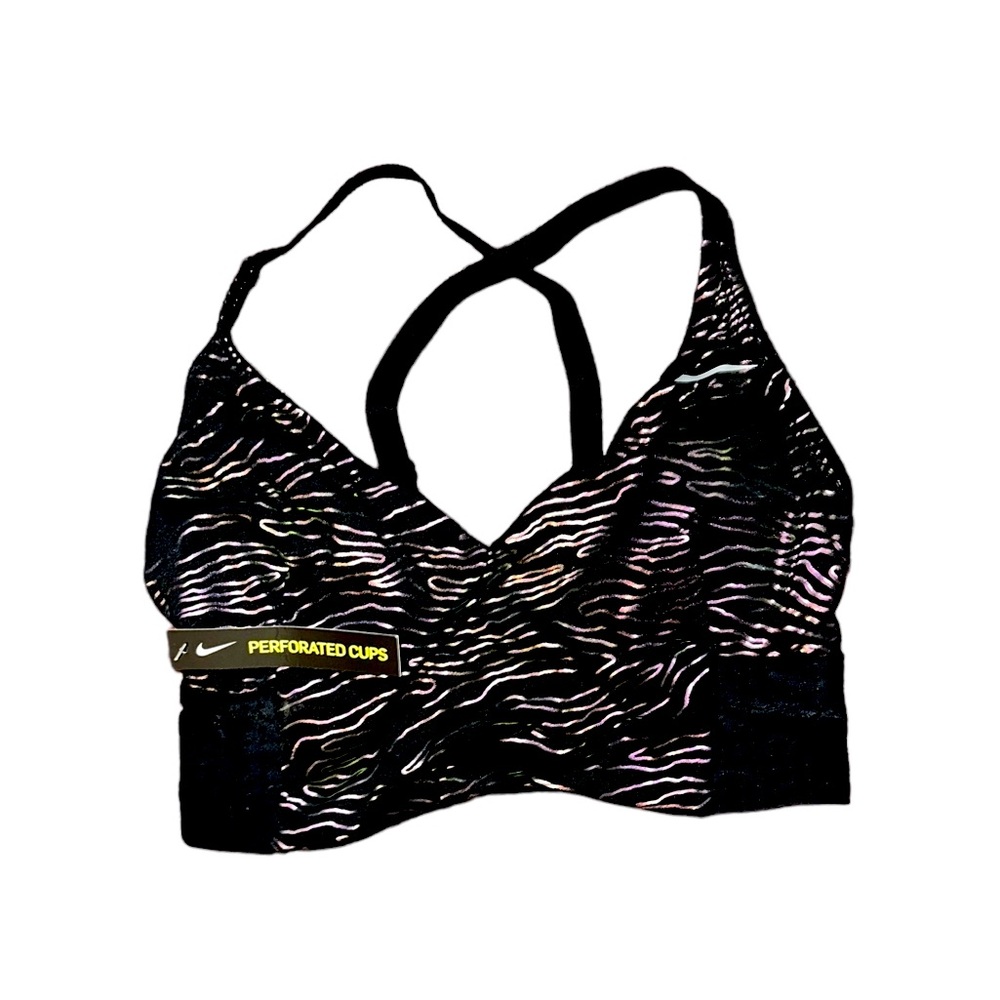 NWT Nike iridescent/ black racer back sports bra S